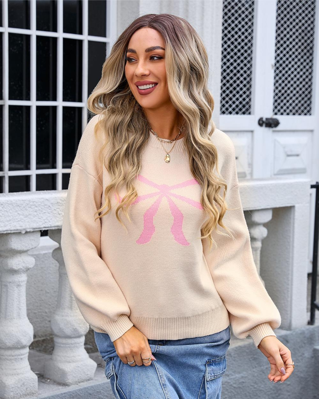 Bow Knitwear Sweater Apricot S