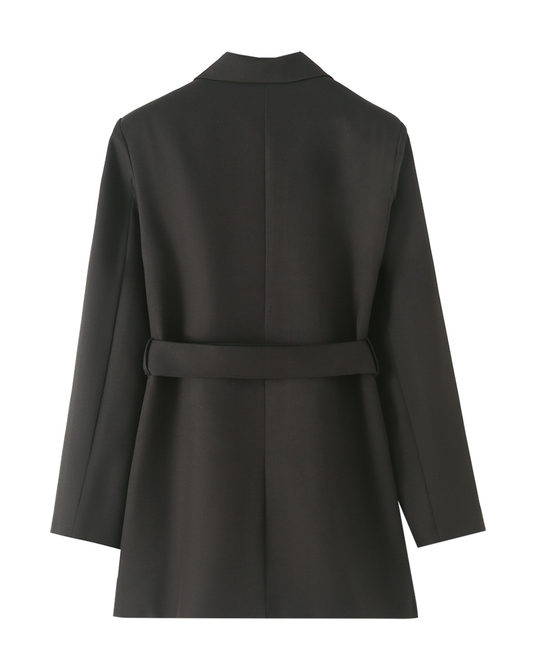 Belted Slim Fit Mid Length Blazer