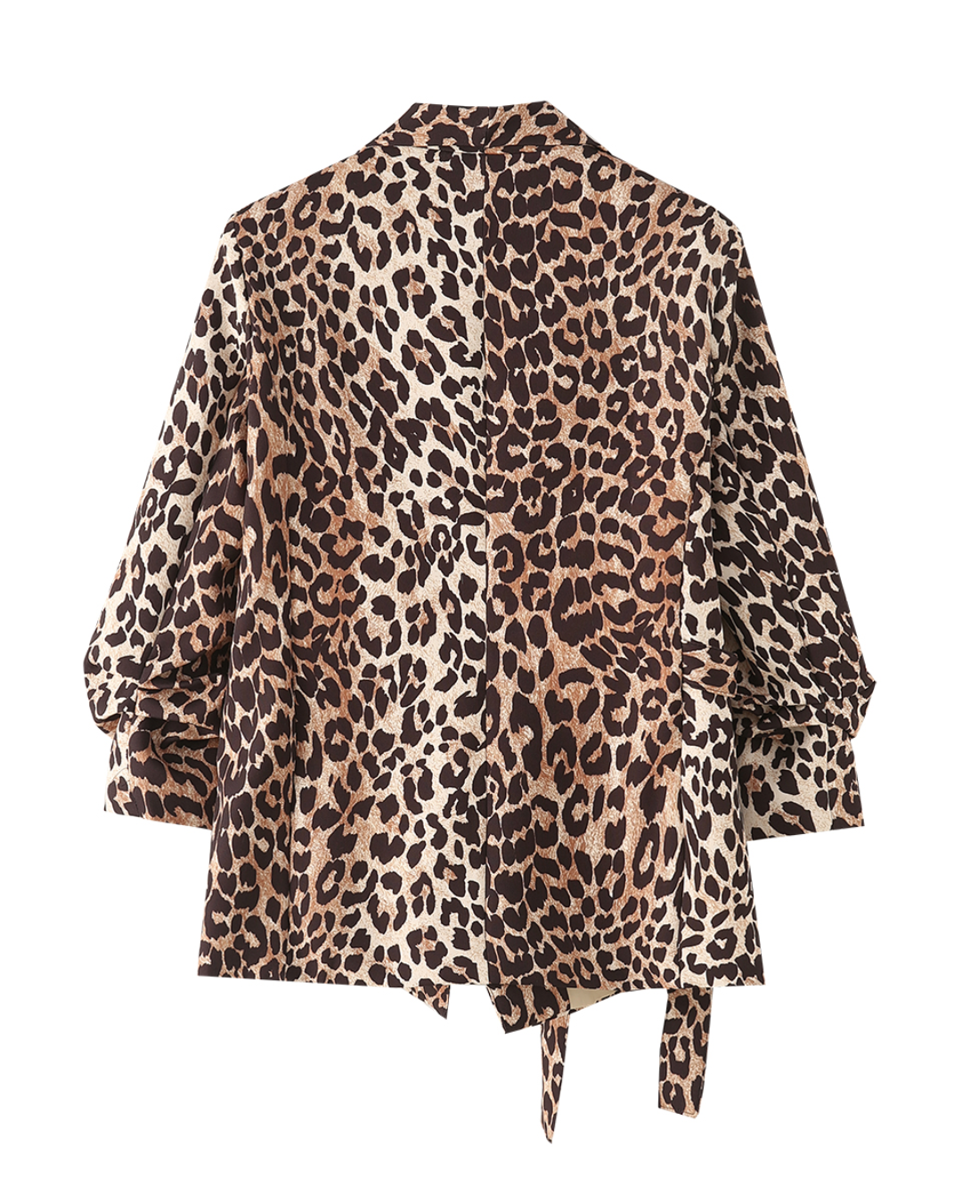 Leopard Cuff Pleated Long Sleeved Blazer