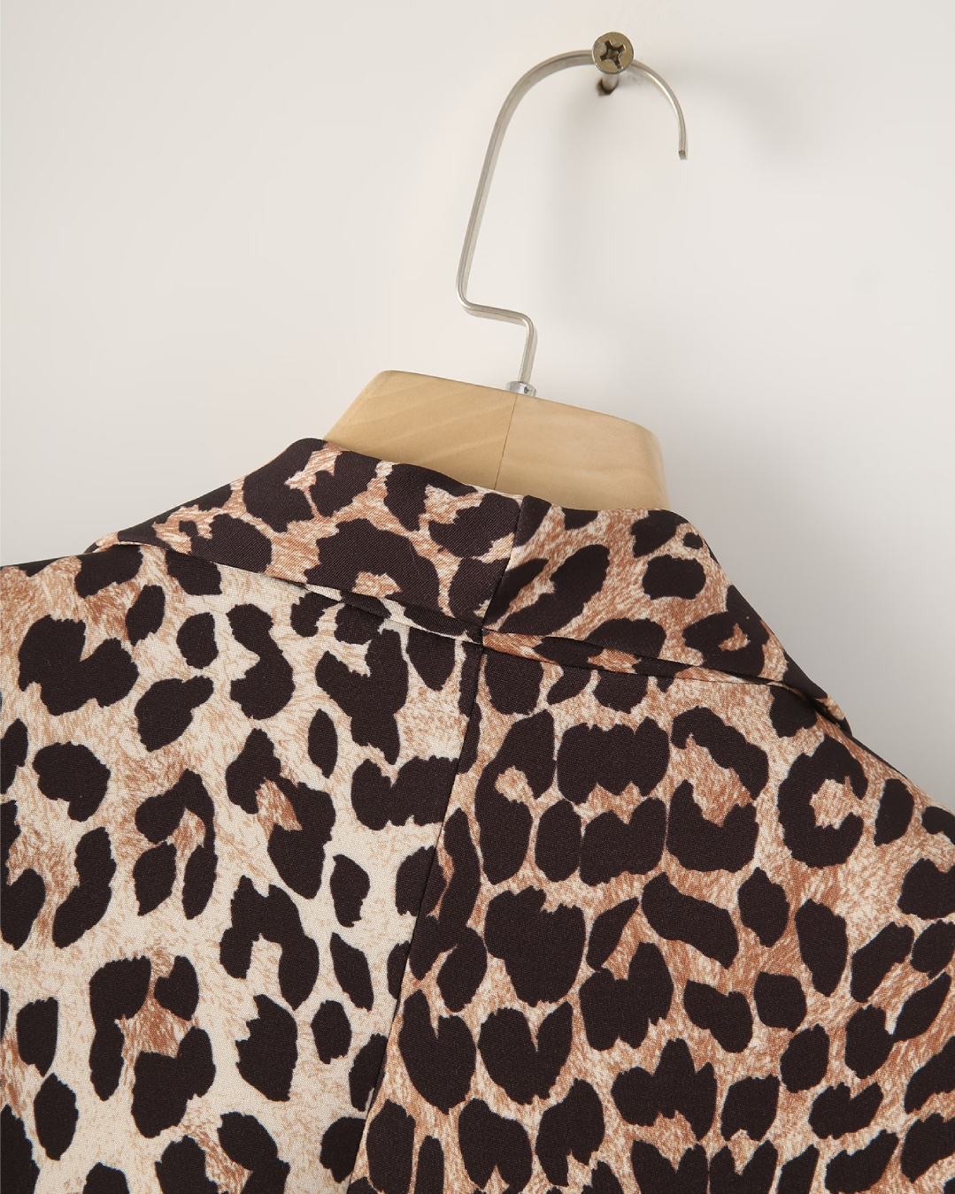 Leopard Cuff Pleated Long Sleeved Blazer