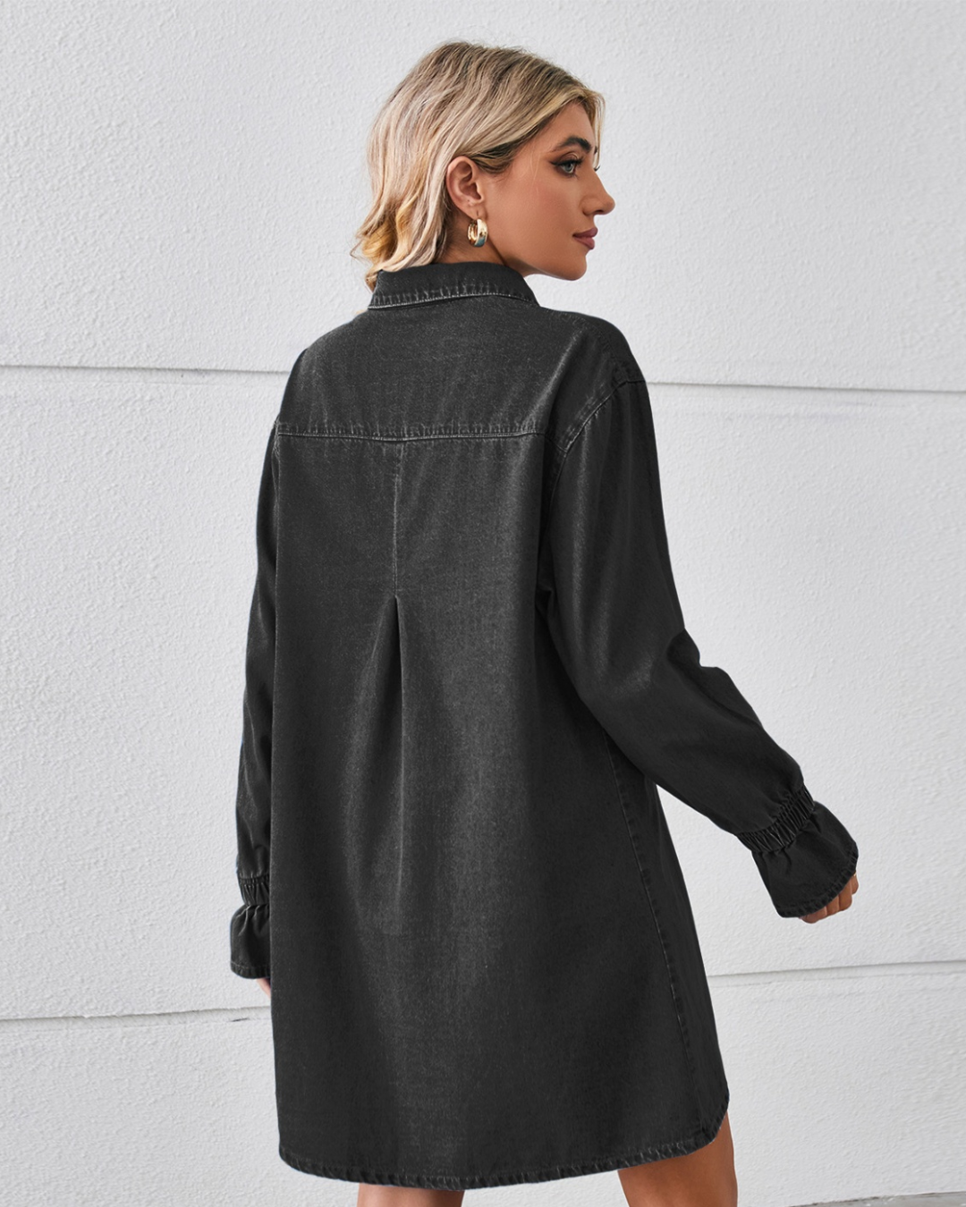 Pocketed Dropped Shoulder Denim Dress