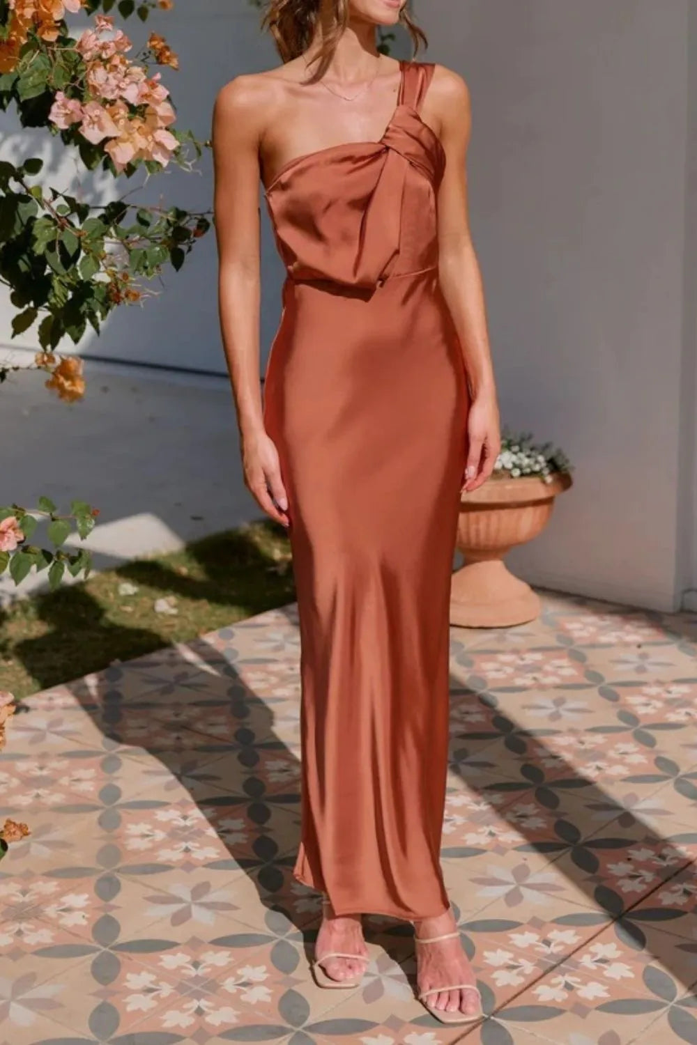 One Shoulder Sleeveless Maxi Dress