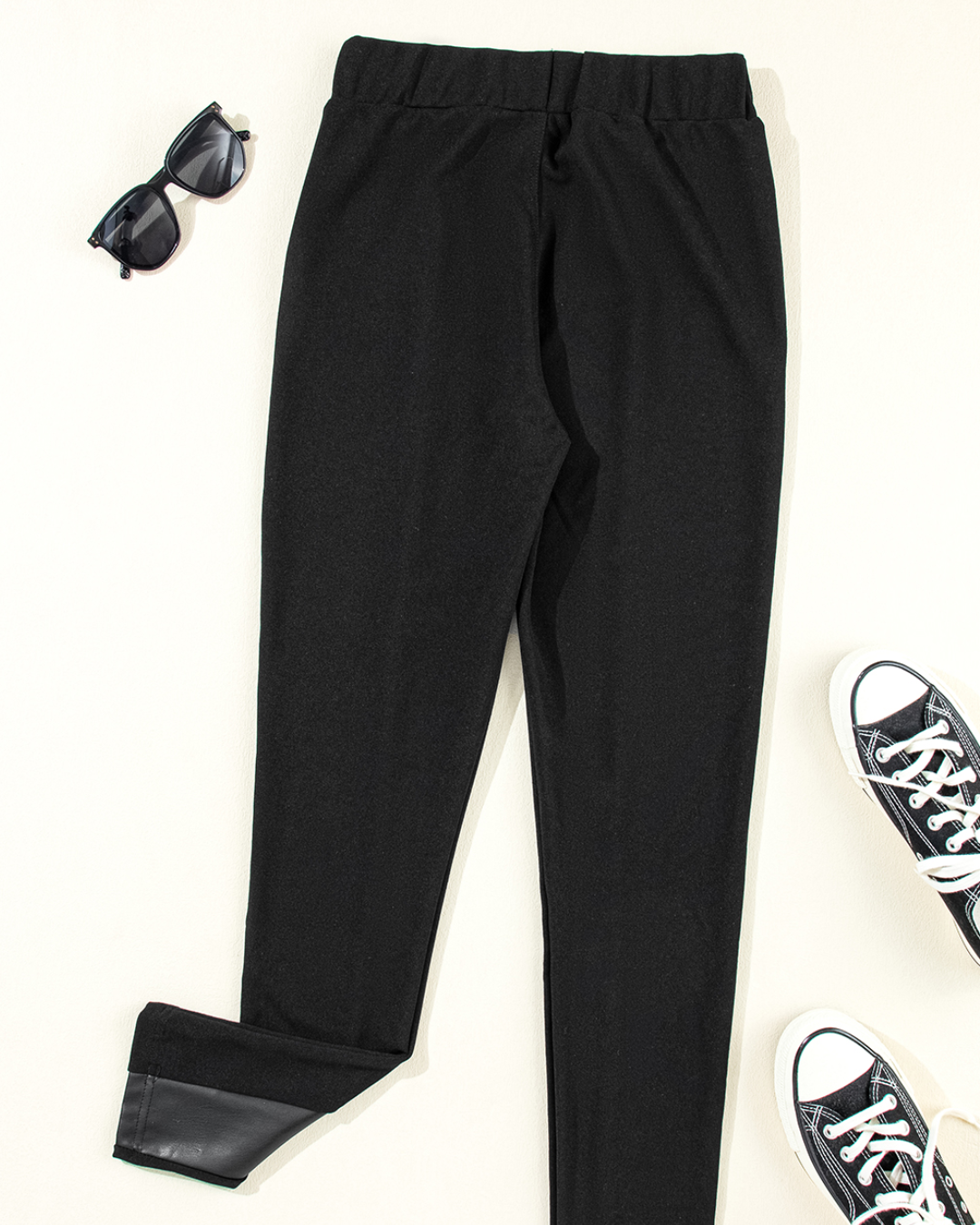 Leather Panel Patchwork Legging