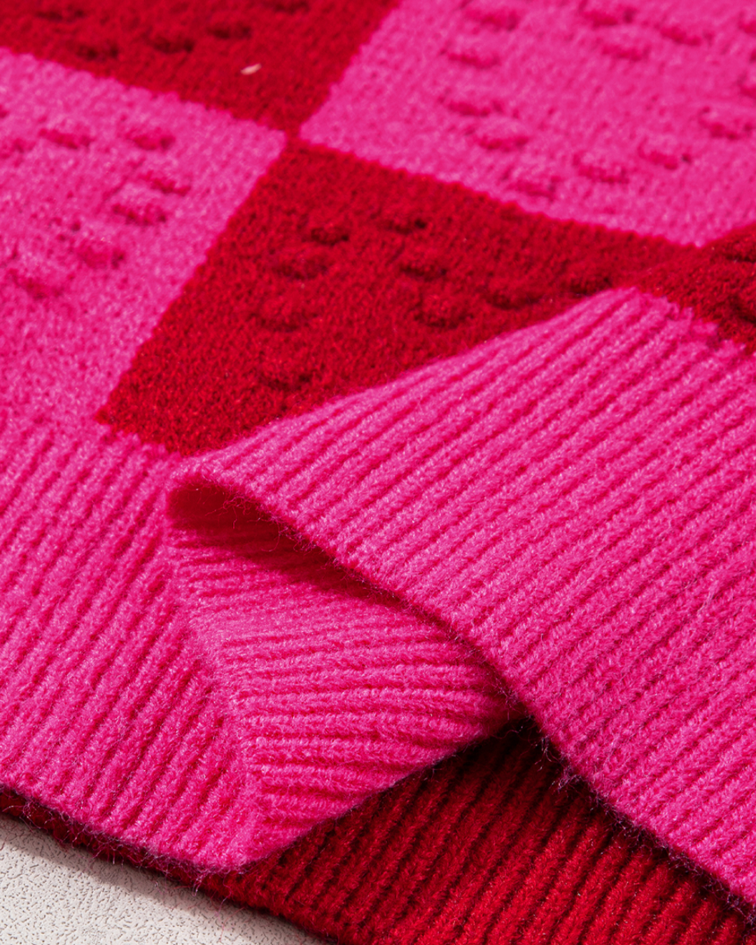 Multicolor Checkered Pattern Sweater