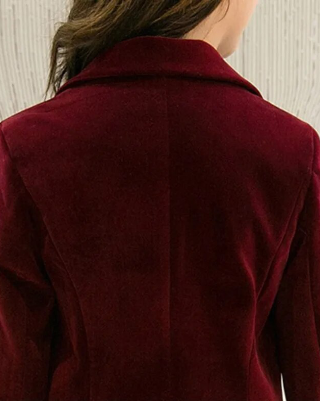 Long Double Breasted Velvet Blazer