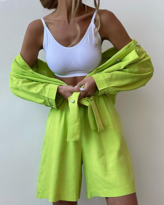Single Breasted Two Piece Set S Green