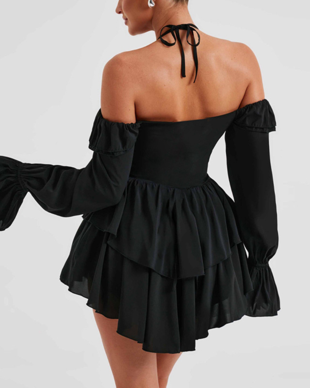 Halter Low Cut Ruffled Romper