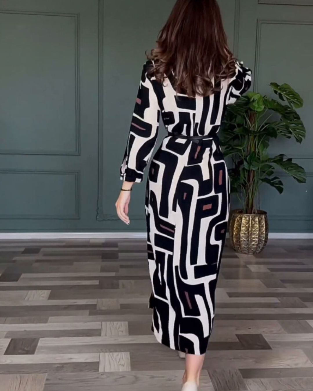 Geometric Abstract Printed Dress
