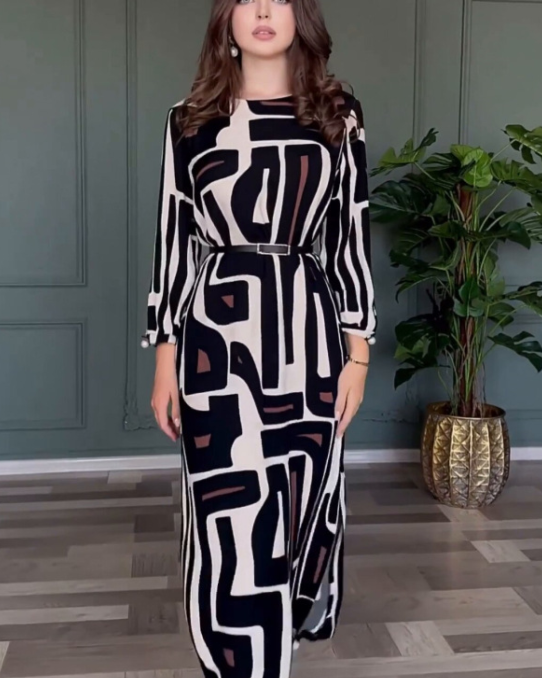 Geometric Abstract Printed Dress
