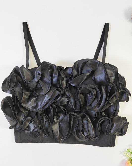 Ruffled Spaghetti Straps Corset 34/75B Black