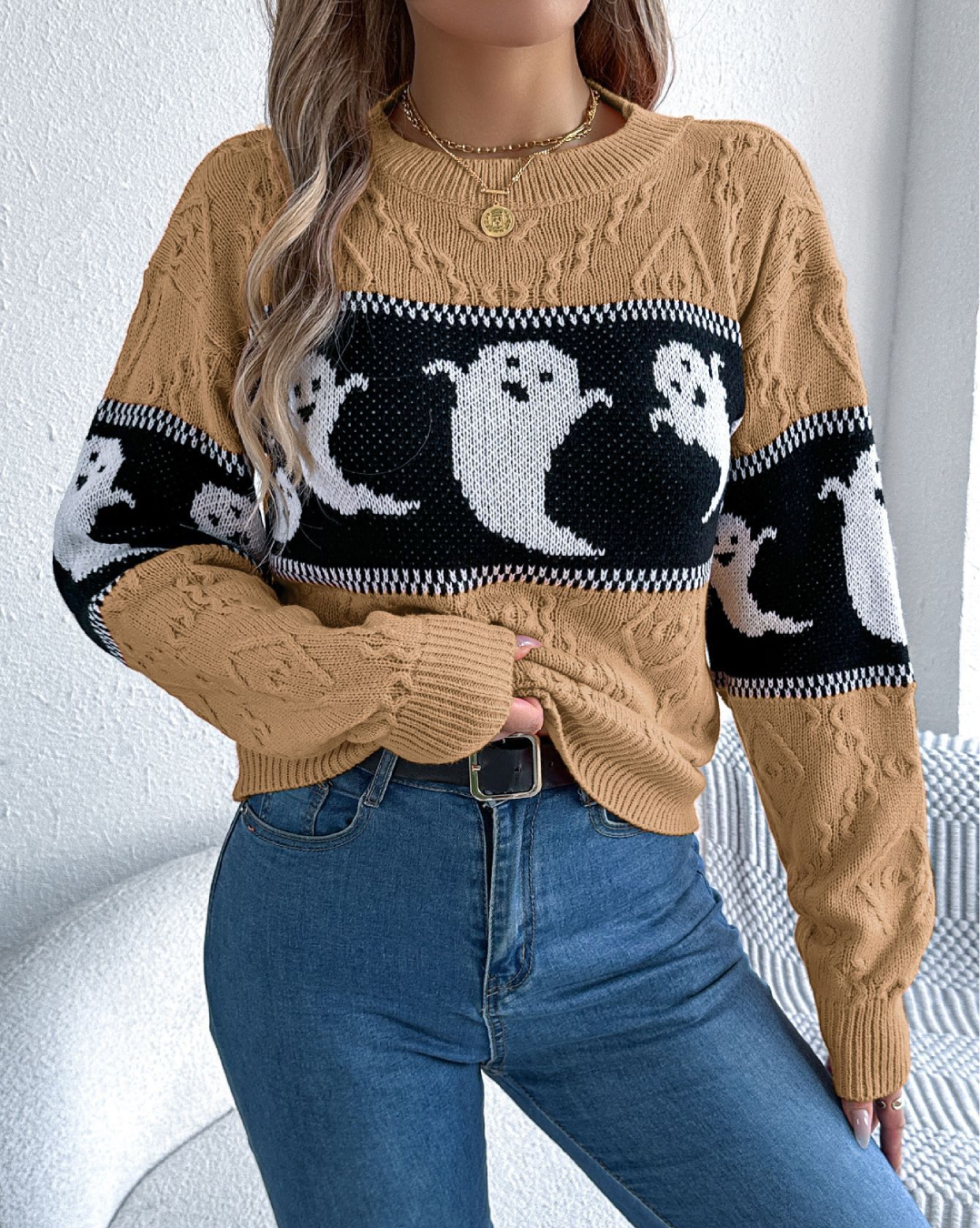 Halloween Theme Long Sleeve Jersey Khaki S