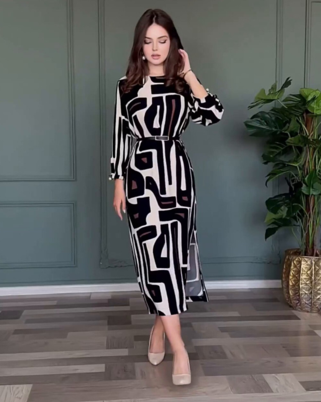 Geometric Abstract Printed Dress