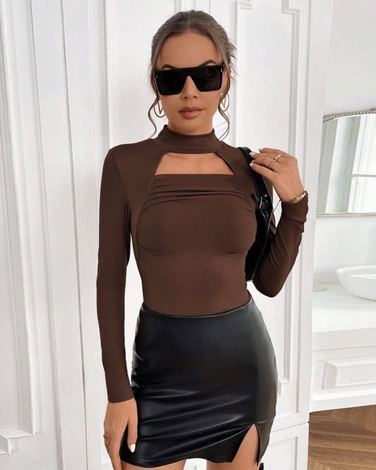 Cutout Bottoming Shirt S Coffee