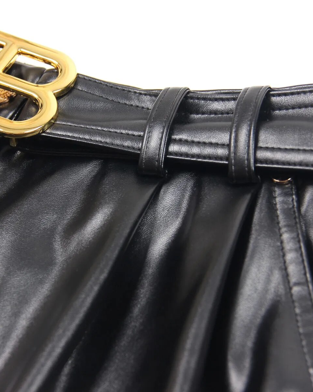 Belted Leather Shorts