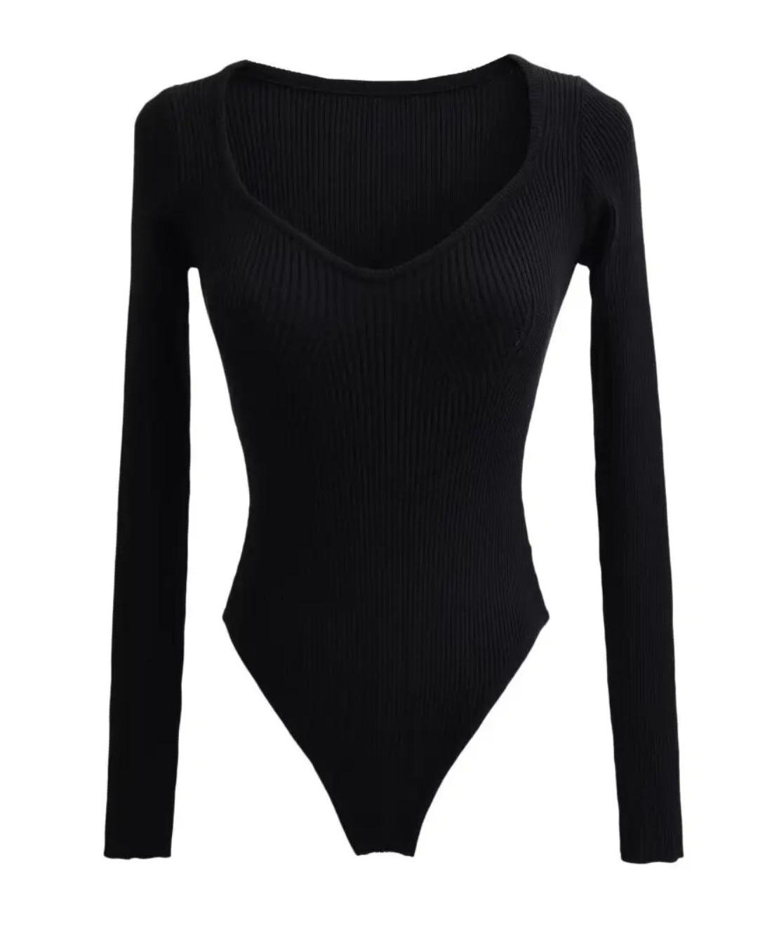 O Neck Halter Long Sleeve bodysuit Black One Size