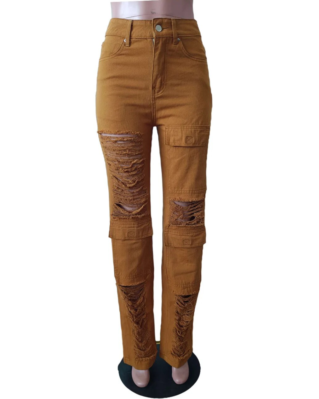 Ripped Jeans & Letter Embroidery Shirt Set