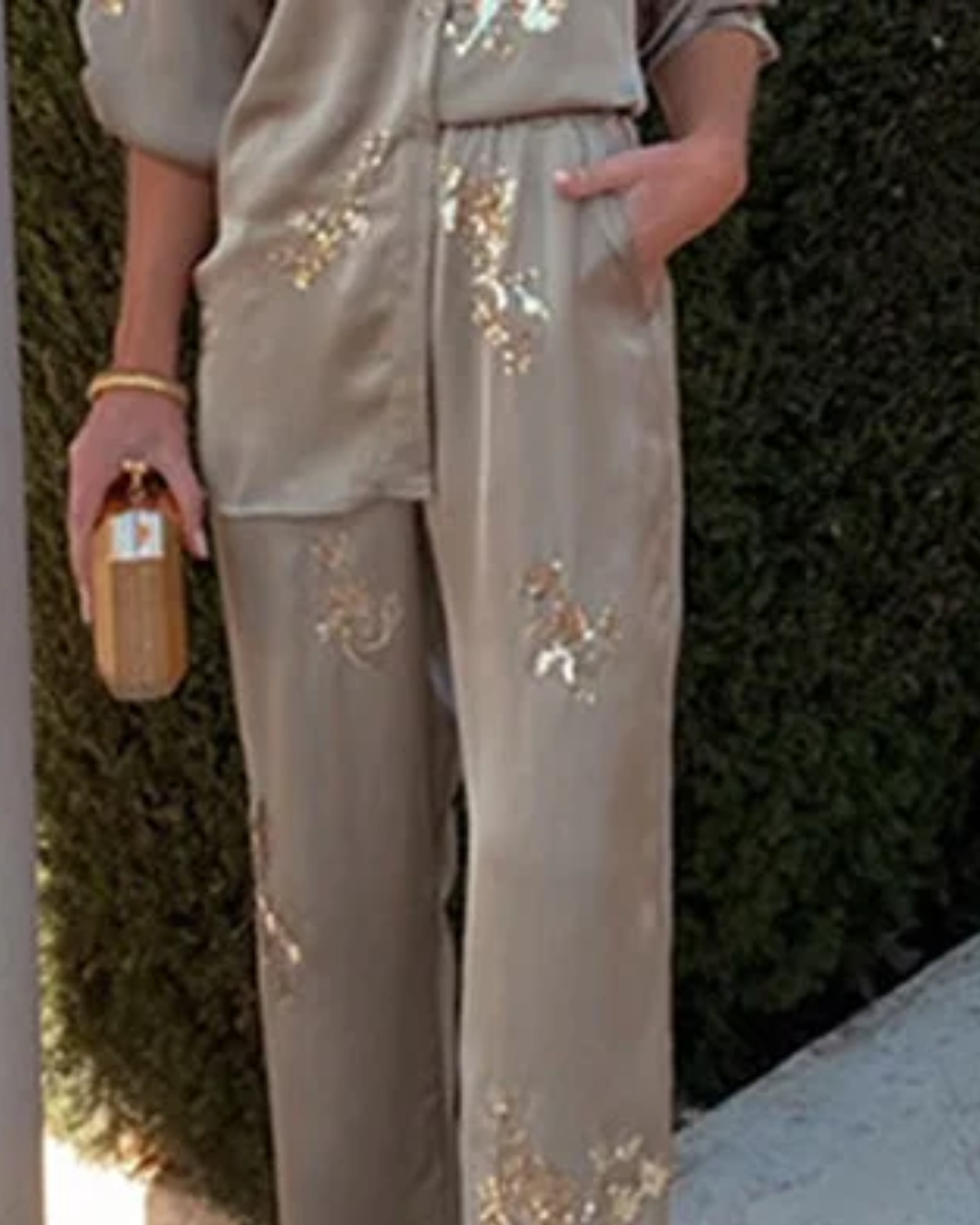 Sequinned Shirt Suit Pants S