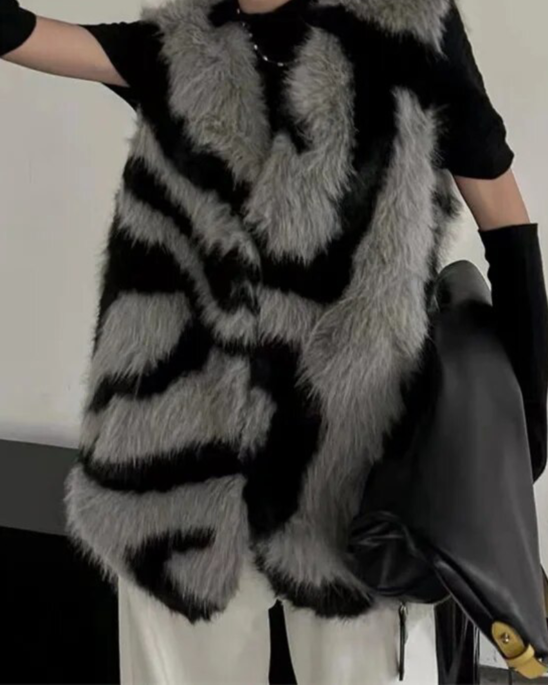 Faux Fur Sleeveless Long Coat