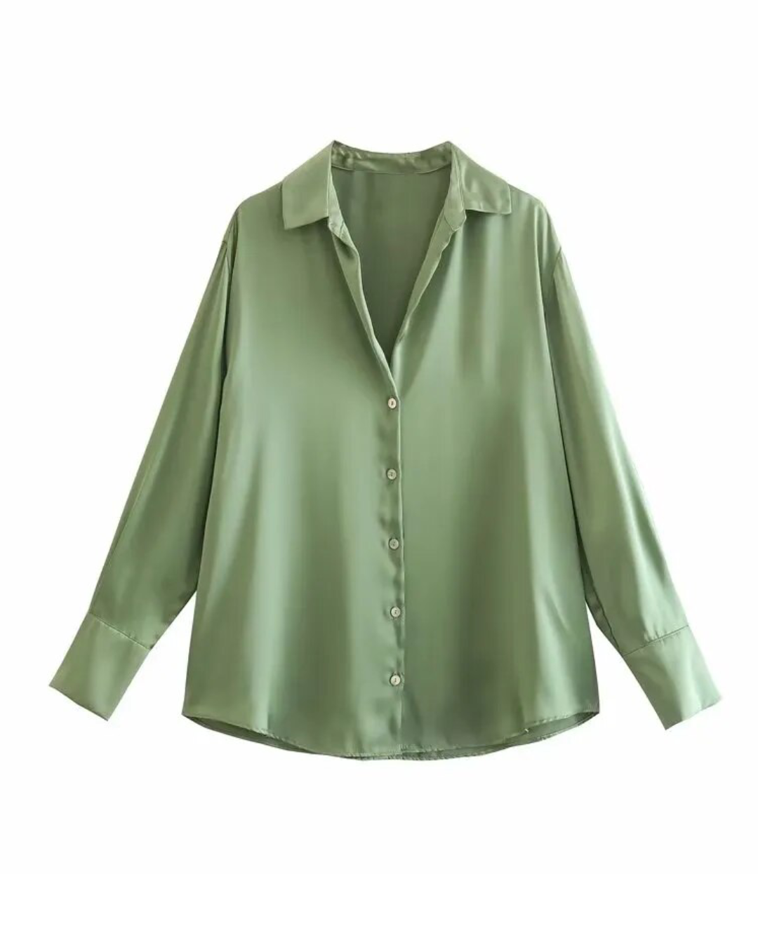 Satin Long Sleeve Button Up Shirt