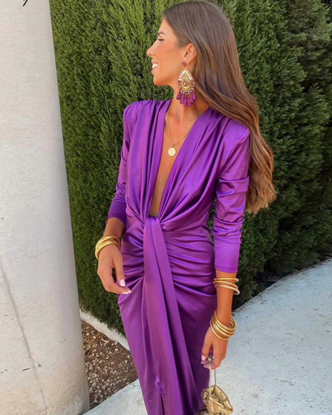 Knotted V-Neck Dress