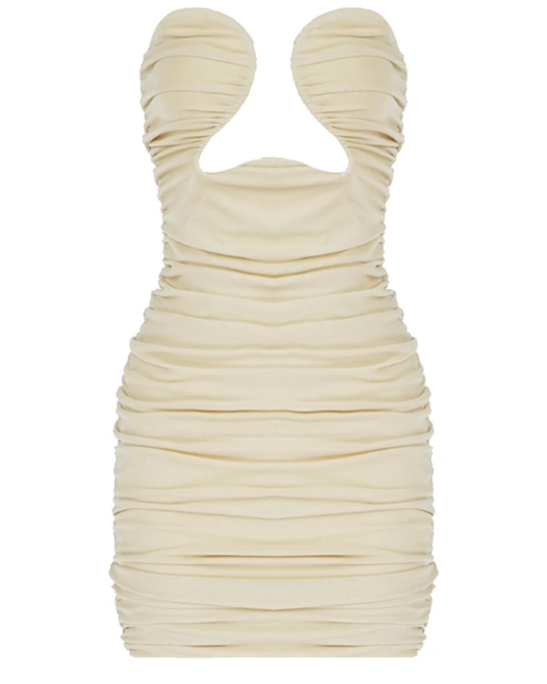 Draped Strapless Mini Dress Beige M