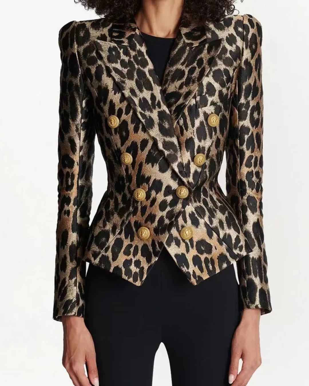 Slim Fit Jacquard Leopard Blazer