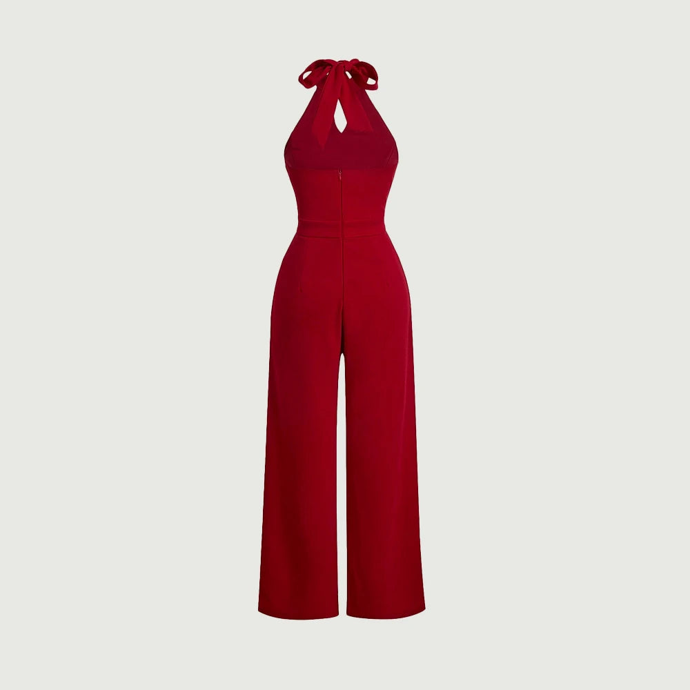 Off-Shoulder Halter Neck Jumpsuit