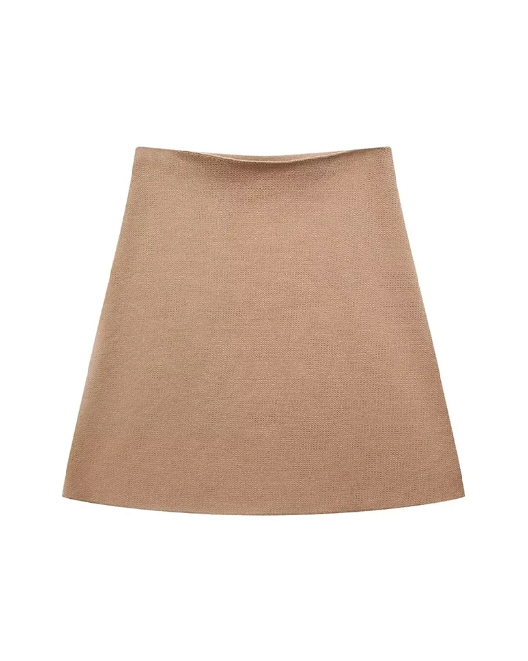 V-Neck Cardigan and High Waist Mini Skirts Brown Skirt M