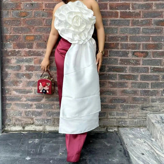 Elegant Backless 3D Flower Strapless Top