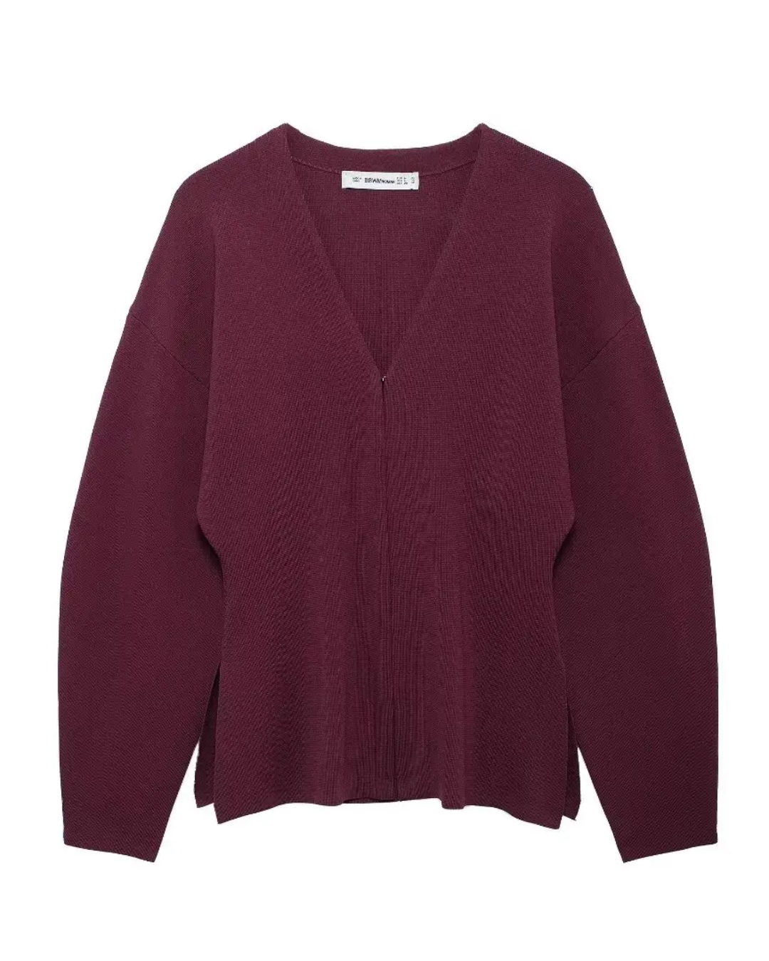 V-Neck Cardigan and High Waist Mini Skirts Wine Red Top S