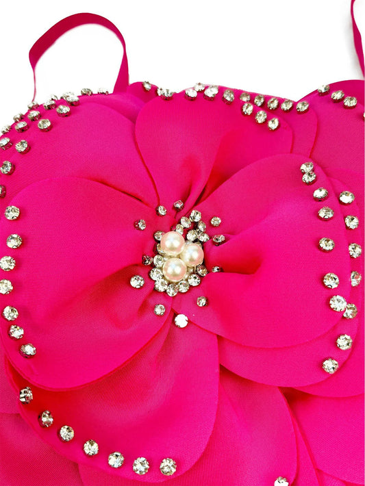 Sexy Beaded Flower Corset Crop Top