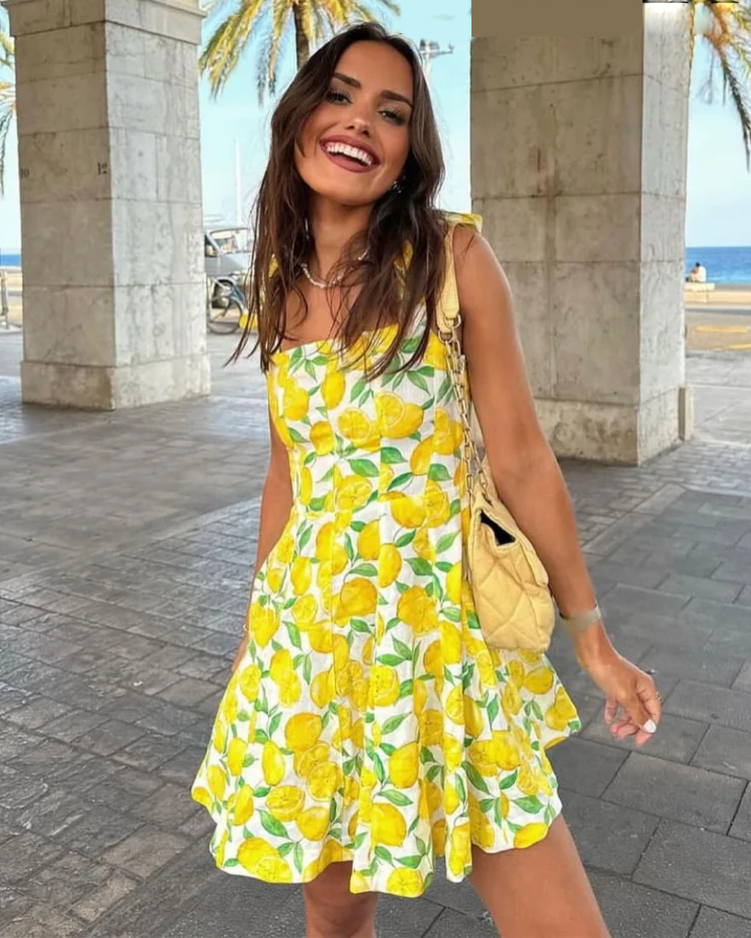 Chic Fruit Printed Mini Dress