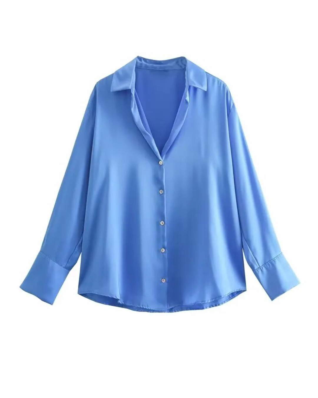 Satin Long Sleeve Button Up Shirt