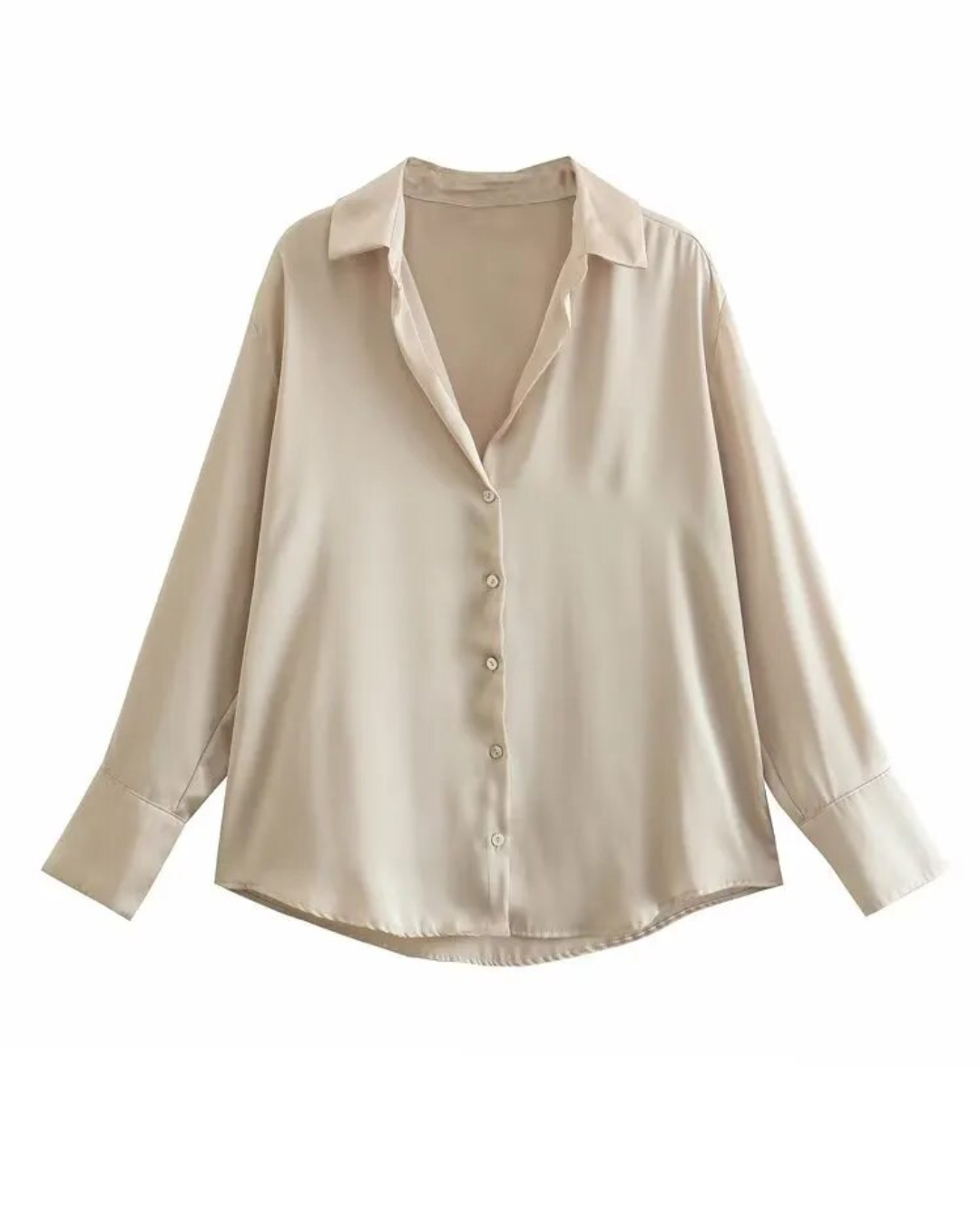 Satin Long Sleeve Button Up Shirt KH-243 XS