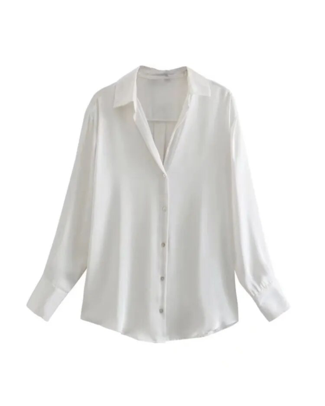 Satin Long Sleeve Button Up Shirt CR XS