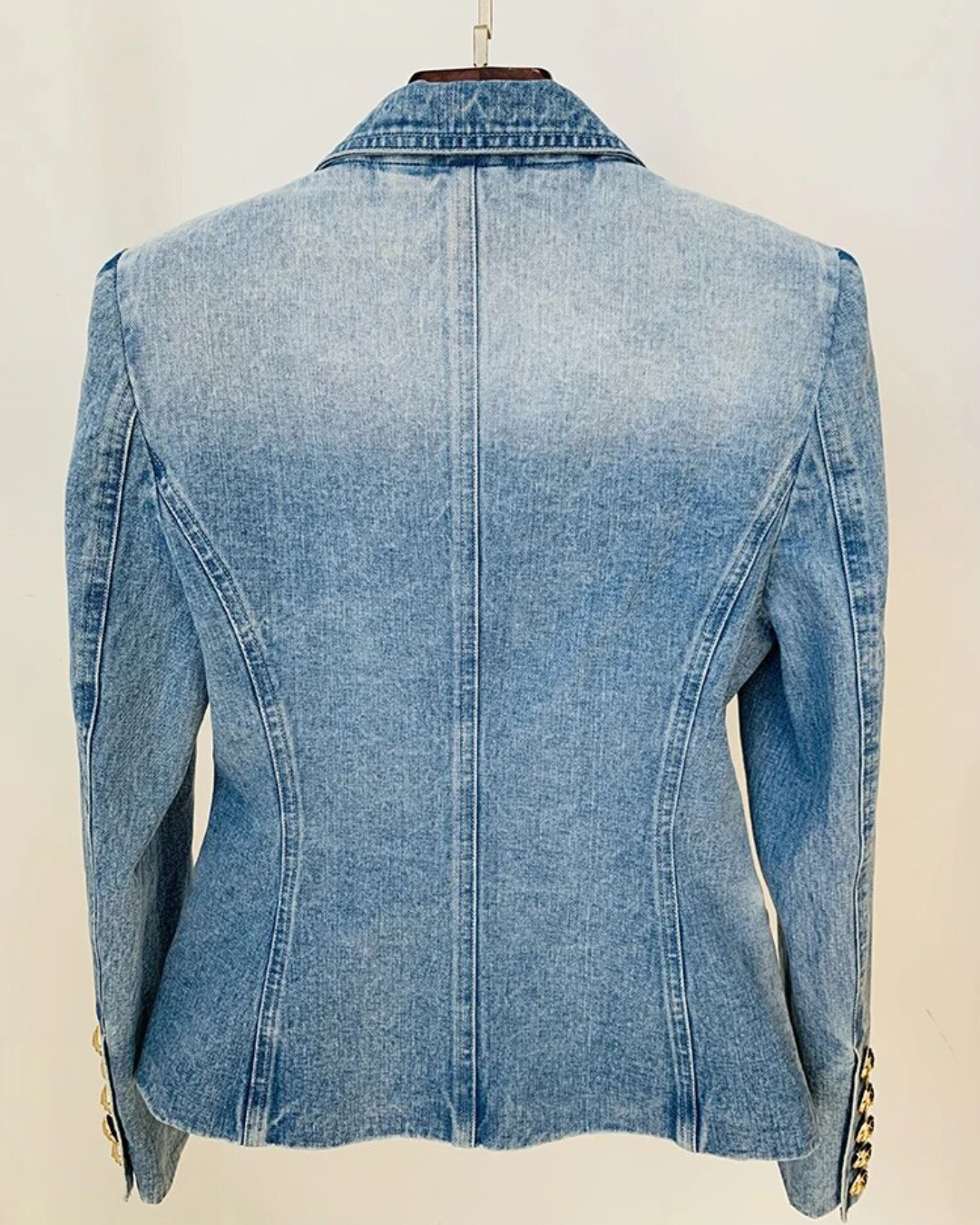 Slim Fit Lion Buttons Denim Blazer