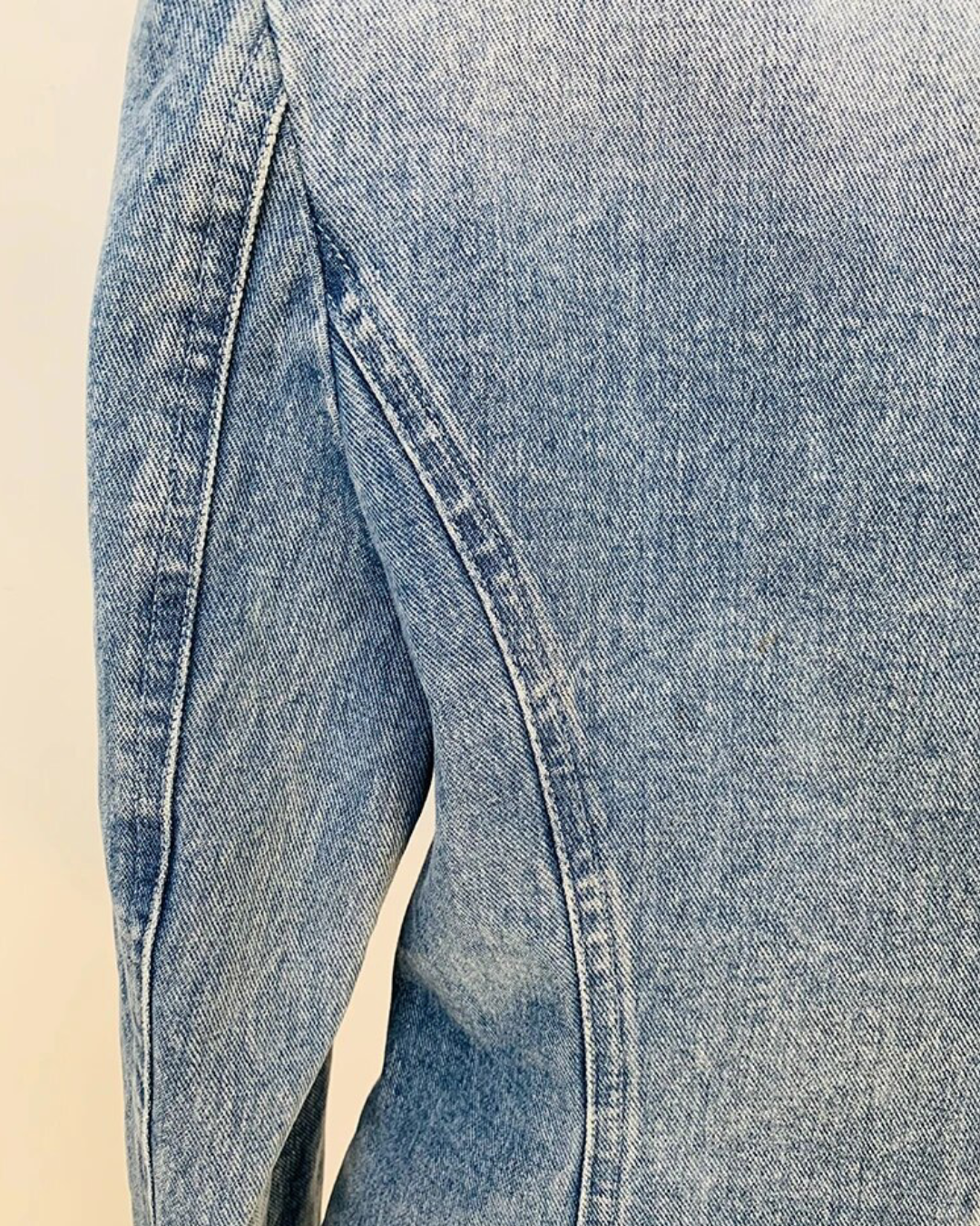 Slim Fit Lion Buttons Denim Blazer
