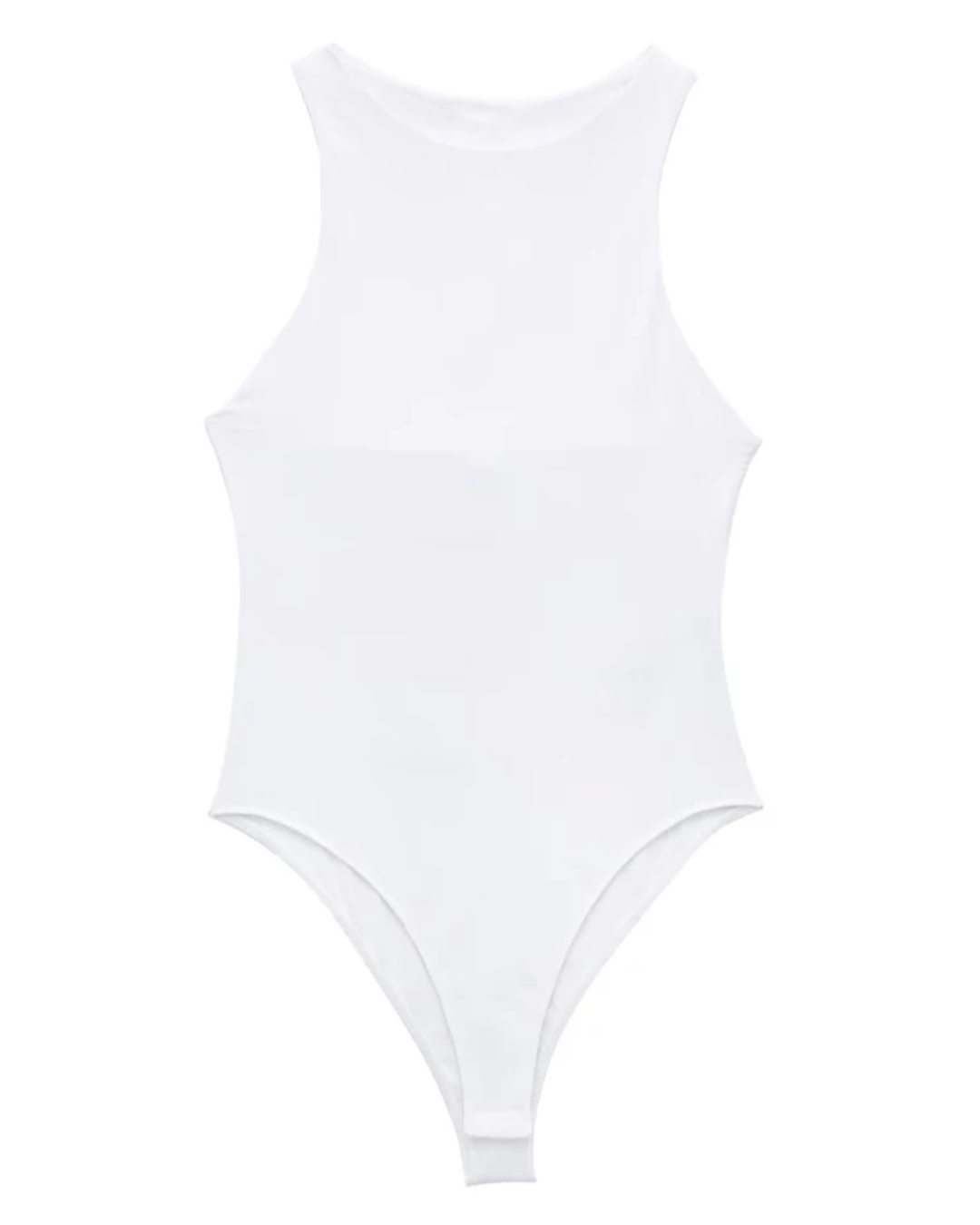Halter Neck Skinny Bodysuit White XS