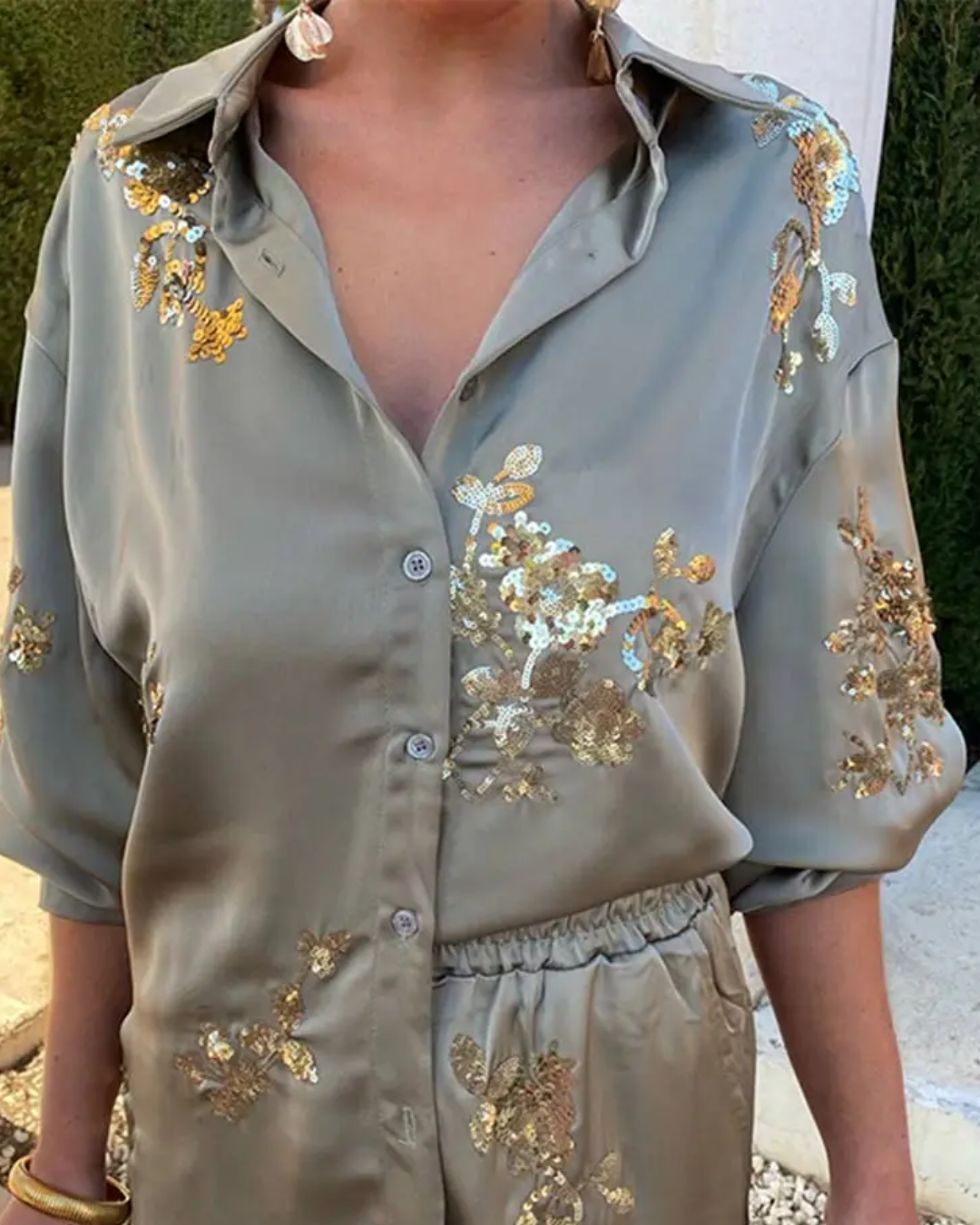 Sequinned Shirt Suit