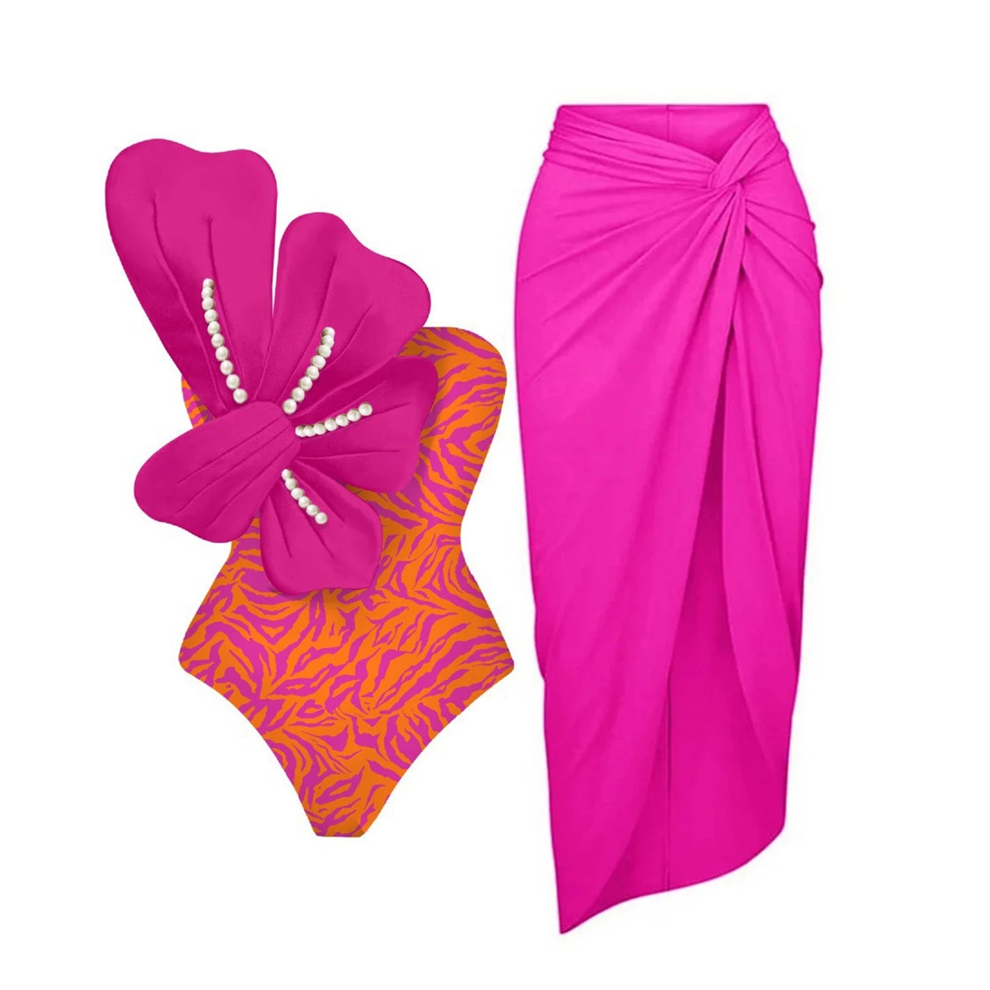 Cut Out Swimwear High Leg Bodysuit Beachwear Magenta XL