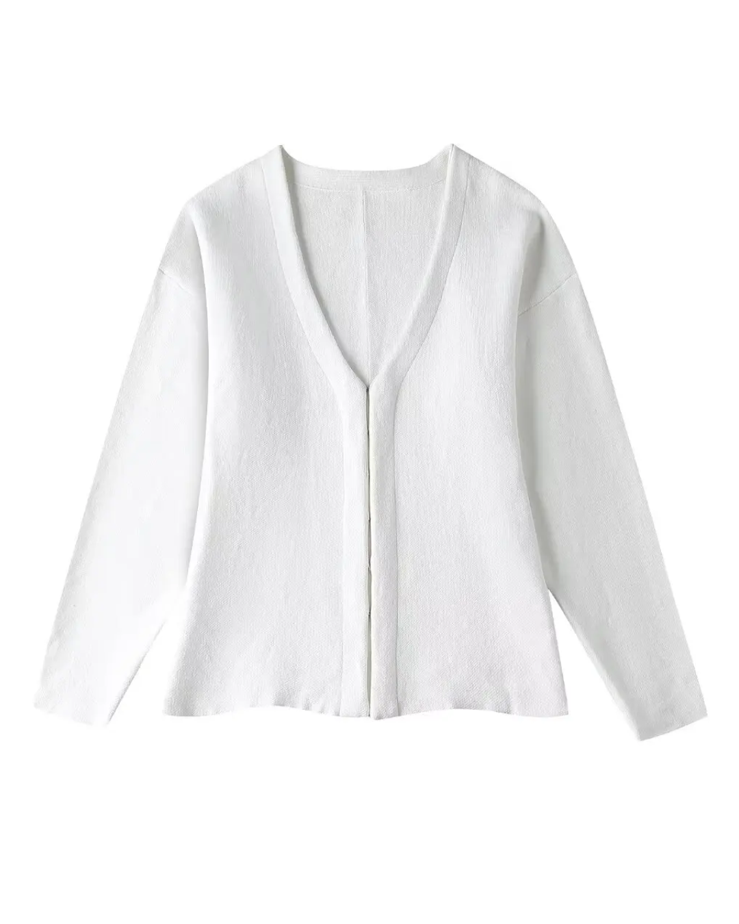 V-Neck Cardigan and High Waist Mini Skirts White Top S