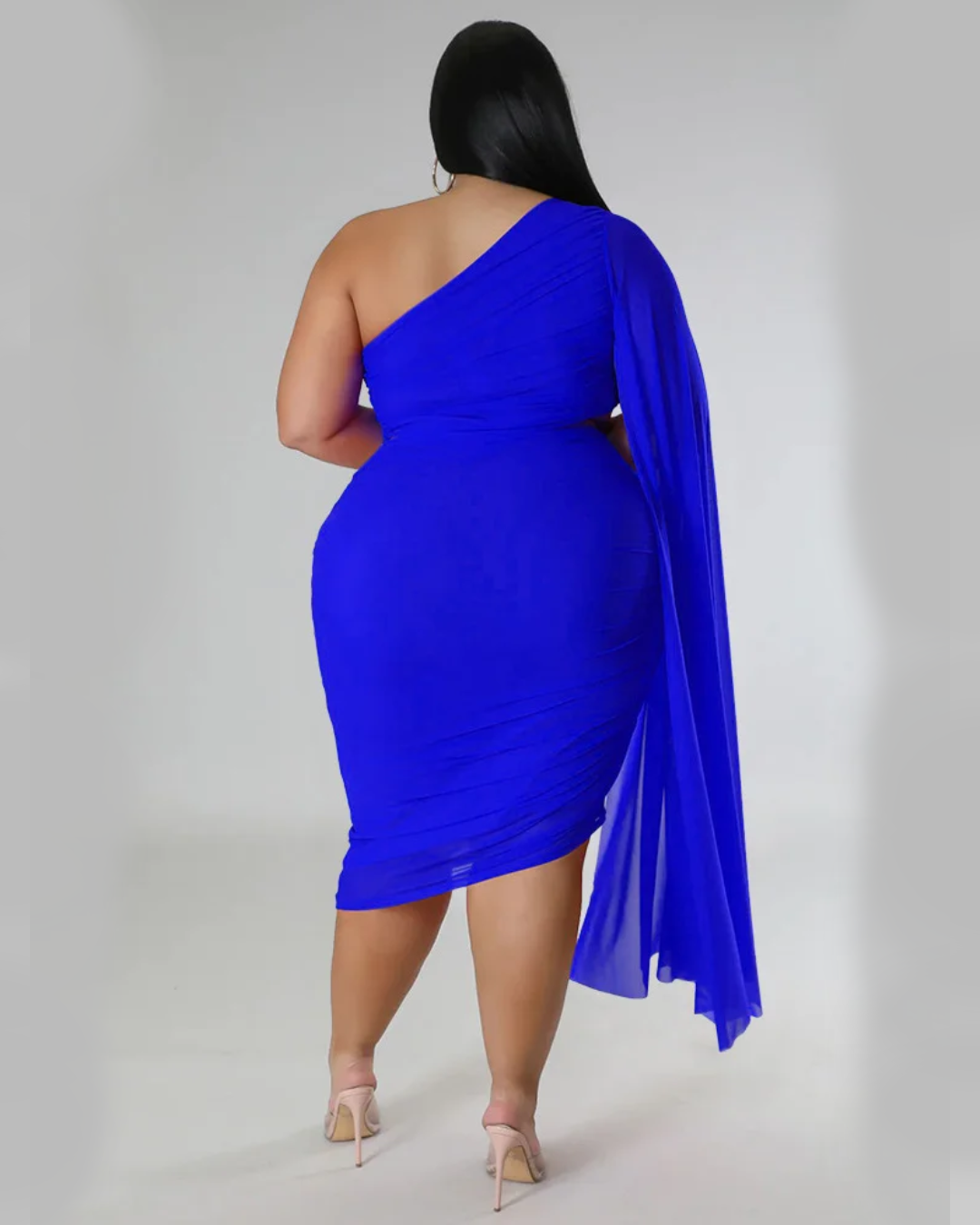 Plus Size Single Sleeve Crop-Top Two Piece Set