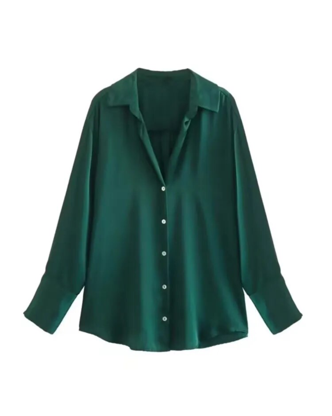 Satin Long Sleeve Button Up Shirt DG XS