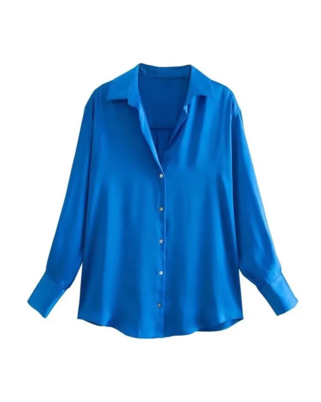 Satin Long Sleeve Button Up Shirt DL XS