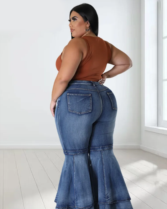 Plus Size High Waist Flared Pants