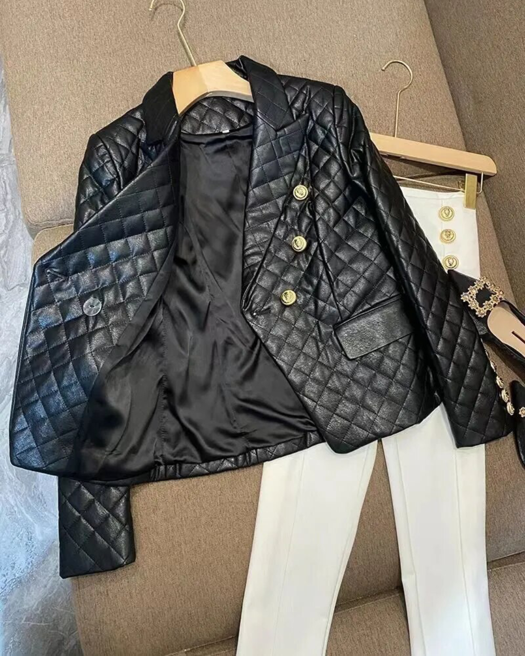Notched Long Sleeve Button Up Blazer