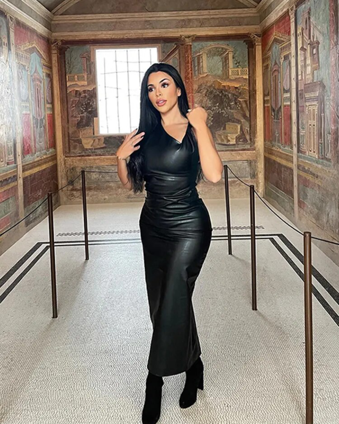 Sleeveless Faux Leather Dress