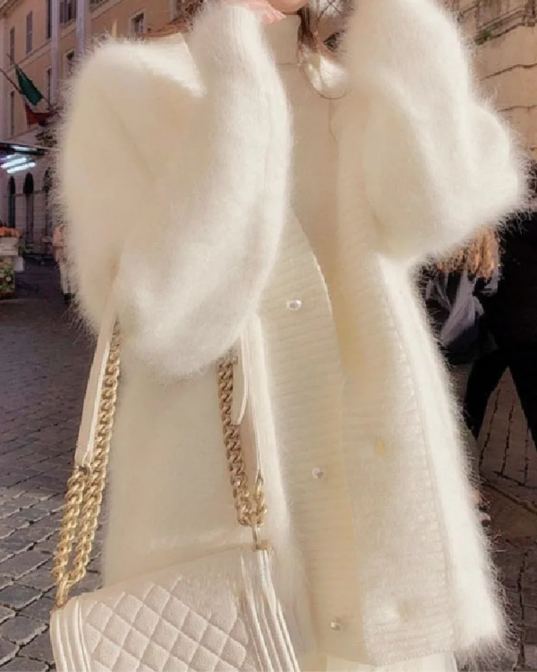 V Neck Loose Sweater Off White M
