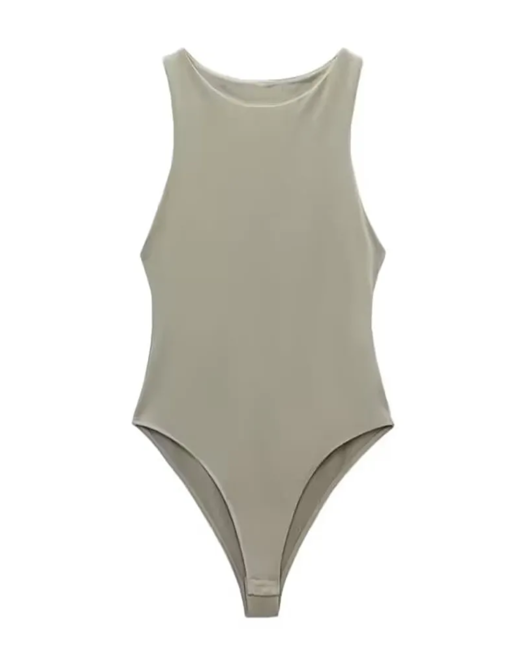 Halter Neck Skinny Bodysuit Gray XS