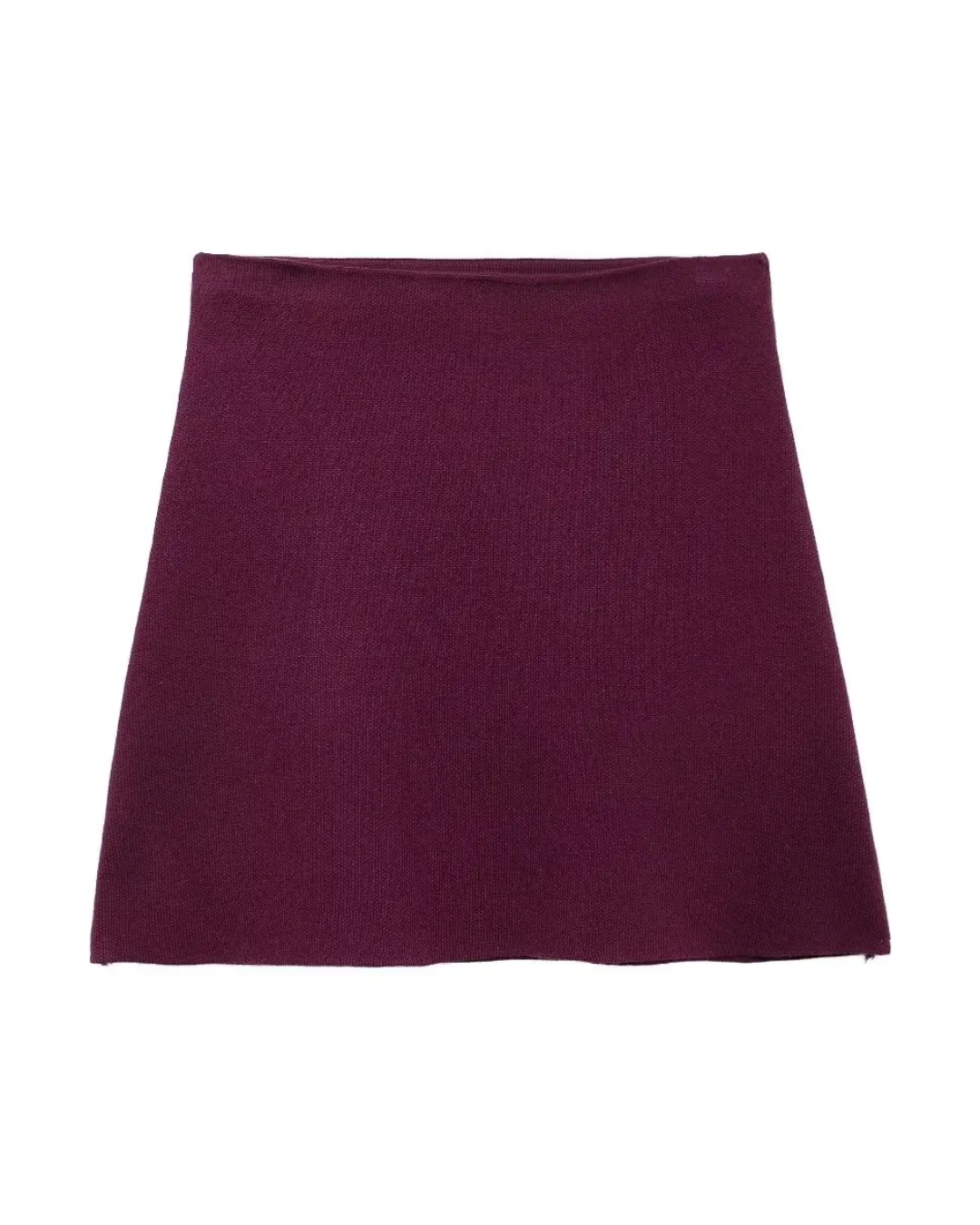 V-Neck Cardigan and High Waist Mini Skirts Wine Red Skirt L